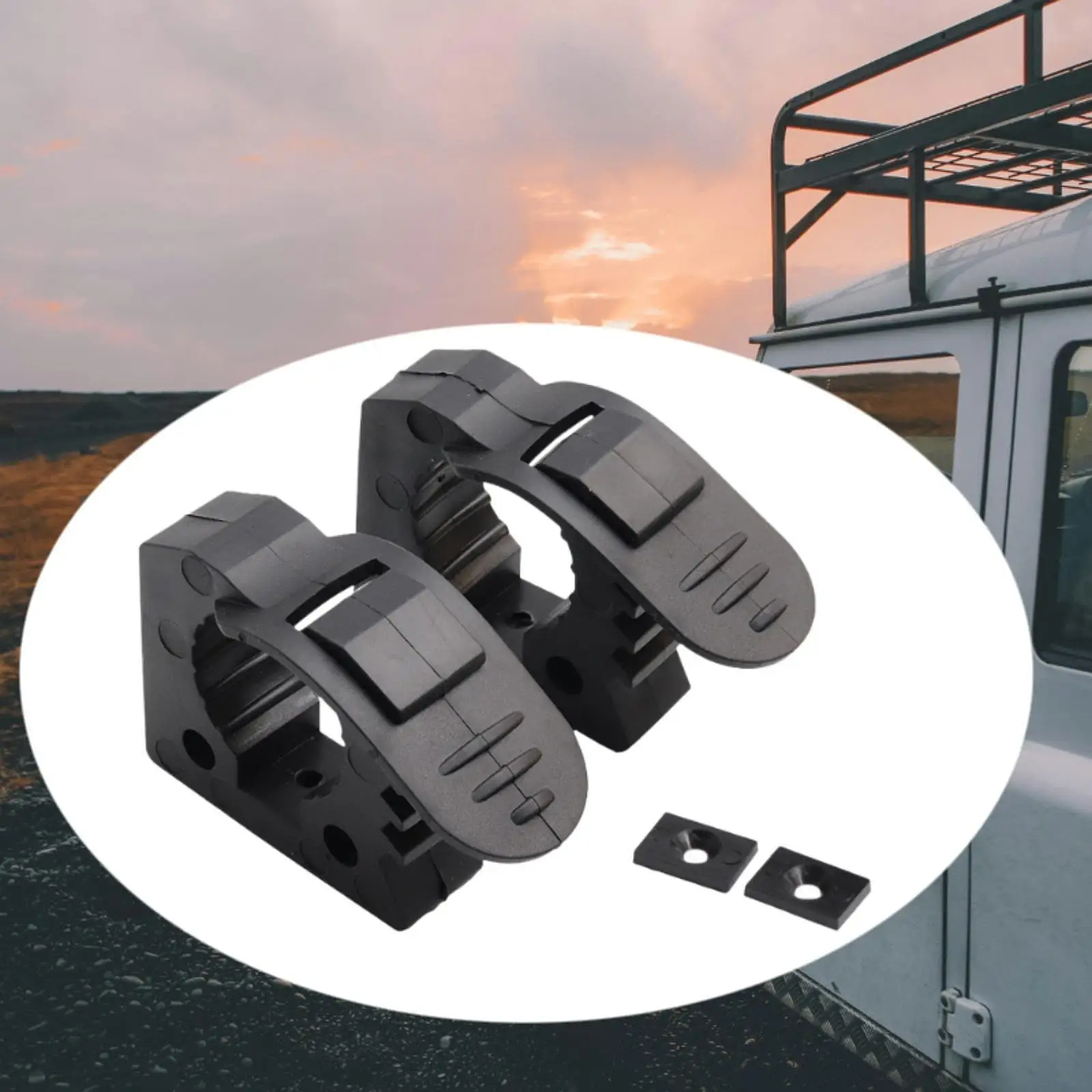 2Pcs Generic Quick Release Clamp Mount Professional Sturdy Easy Installation Rubber Clamp Mount Black for Truck Van Vehicle