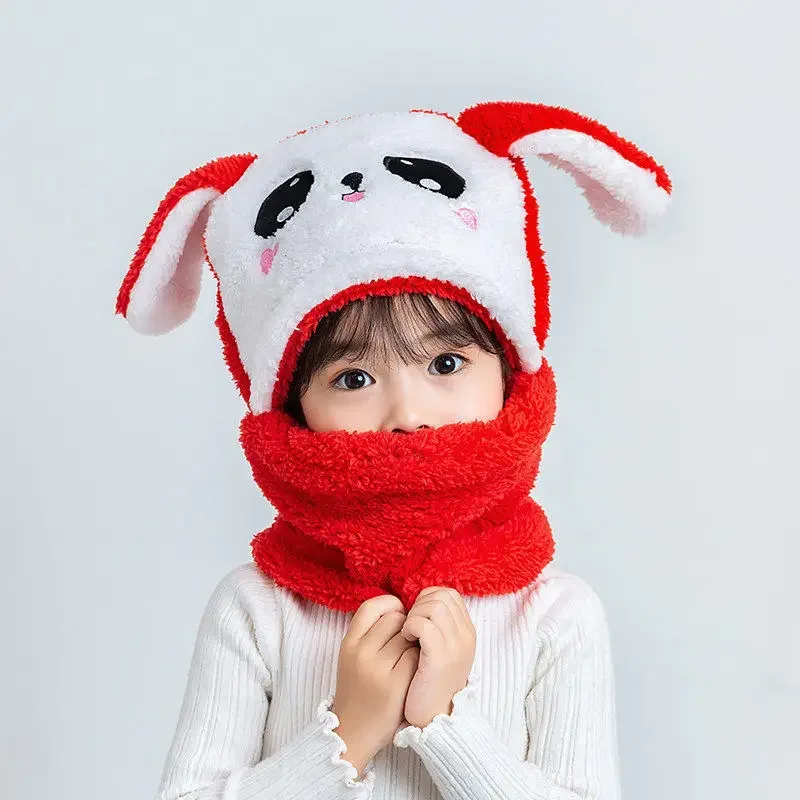 Winter Children Hat Plus Fleece Kids Caps Cartoon Hat For Girls Boys Scarf Thicken Cap Newborn Photography Baby Stuff 4
