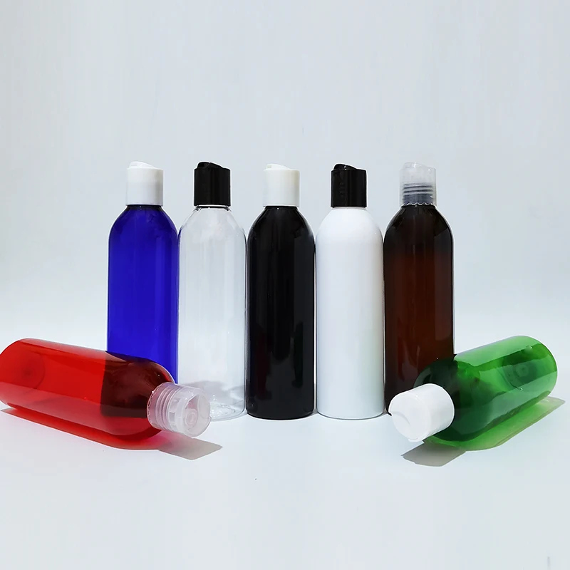 

(30pcs) 250ml Black Plastic Travel Bottles, 8oz Empty Liquid soap Cosmetic Containers ,With Disc Top Cap Shower Gel Container