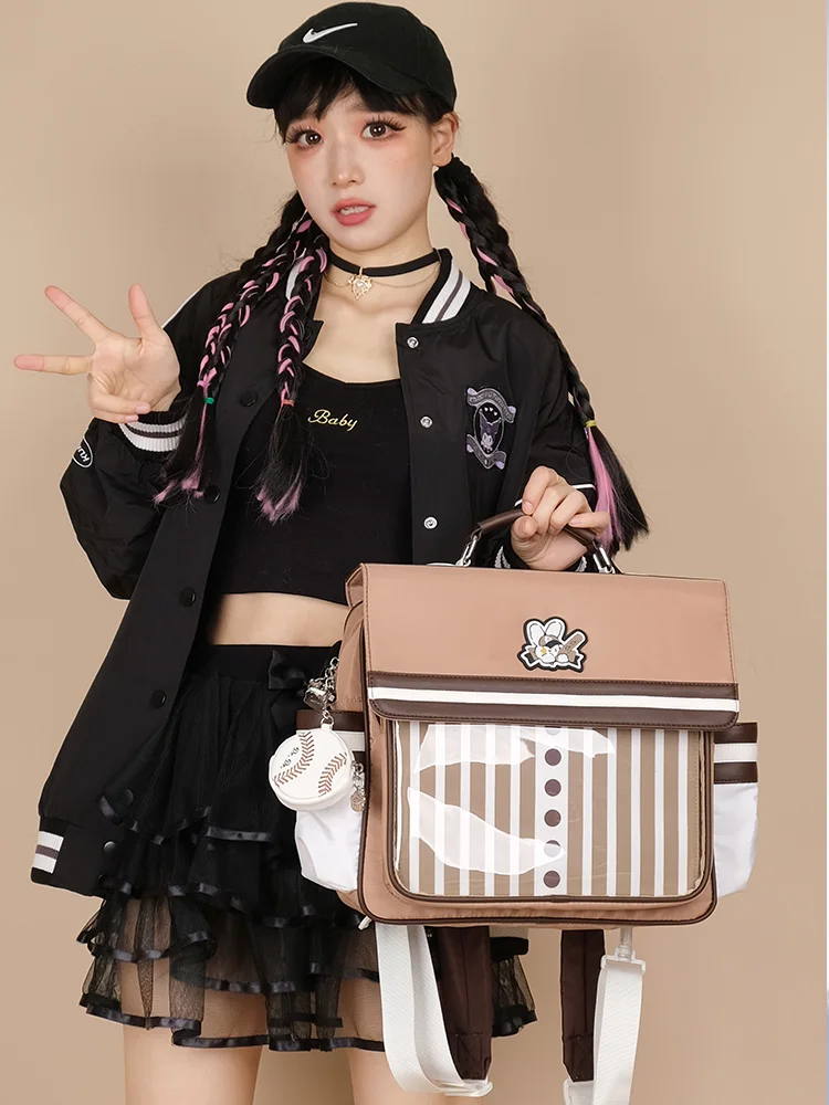 

Lolita Girl Baseball Rabbit Pain Pack Japanese Sweet Laser Handbag High Capacity Shoulder Bags Doll ShownTransparent Itabag