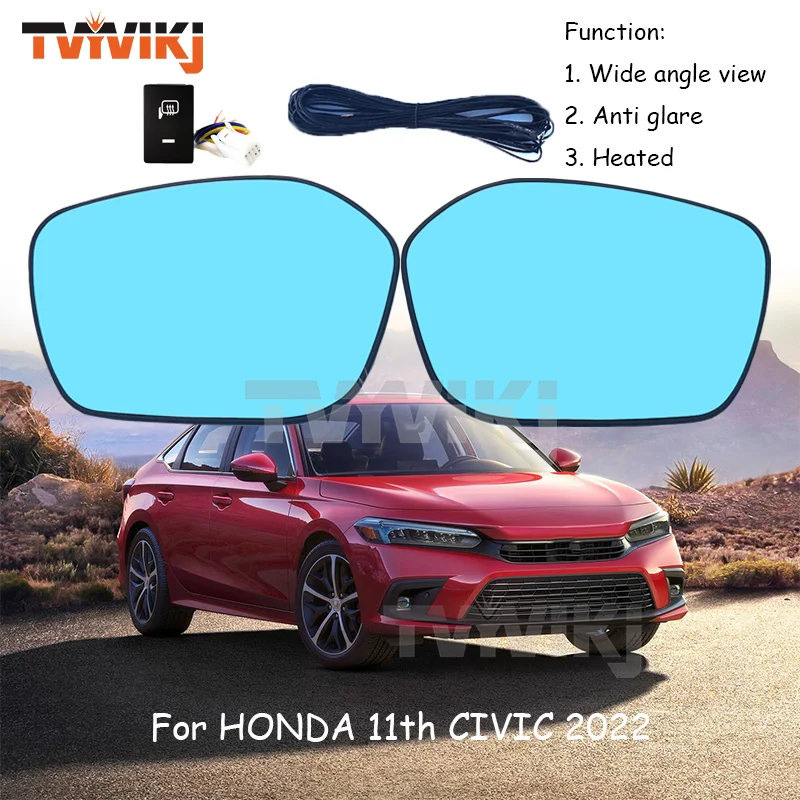 1 пара боковых зеркал заднего вида синие стеклянные линзы для HONDA 11th CIVIC 2022