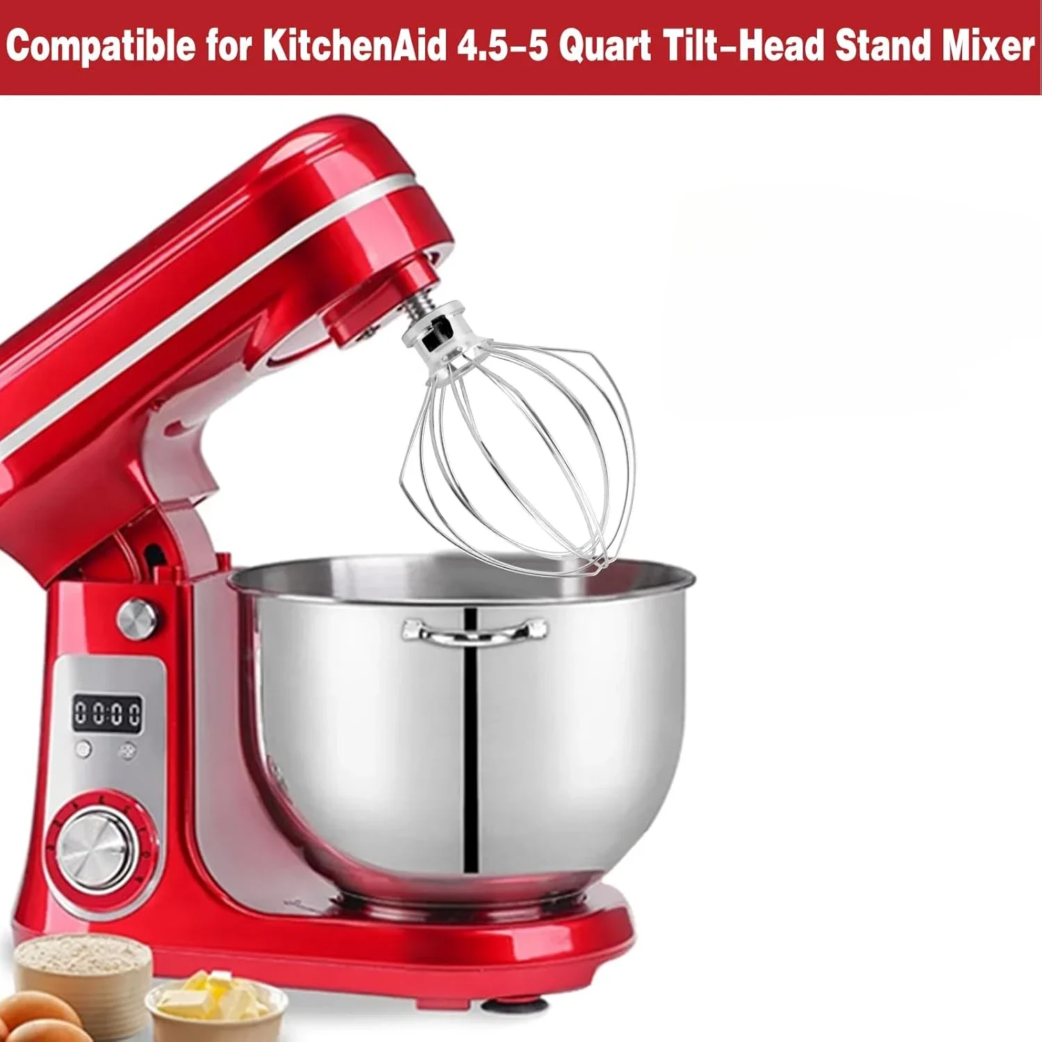 For Kitchenaid 5 Quart Mixer Auxiliary Parts Accessories Stand Mixer Stainless Steel Wire Beater Whisk