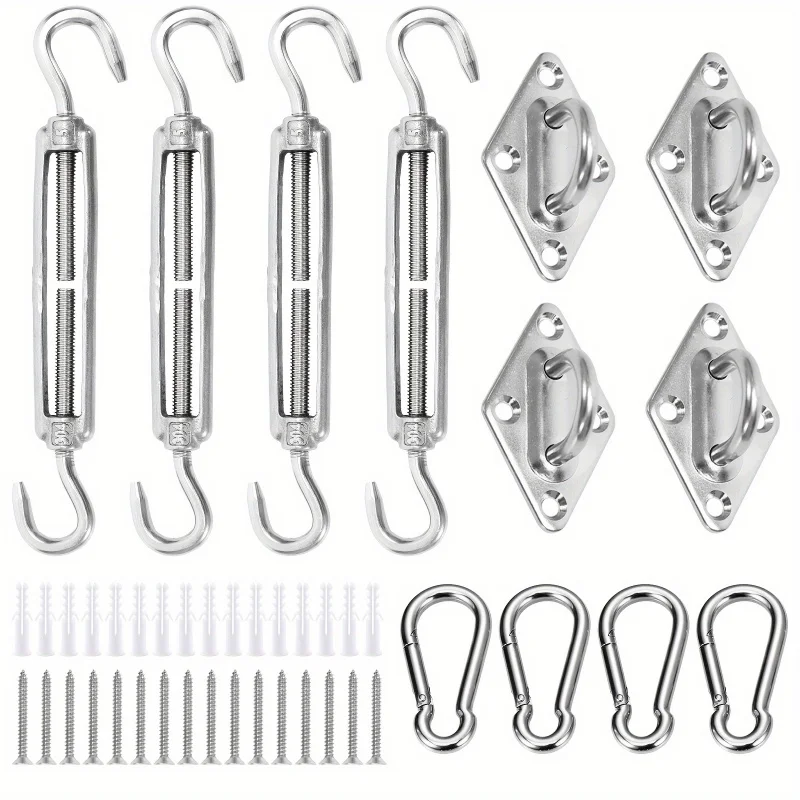 Awning Attachment Set Heavy Duty Sun Shade Sail Stainless Steel Hardware Kit for Garden Triangle Square Rectangle