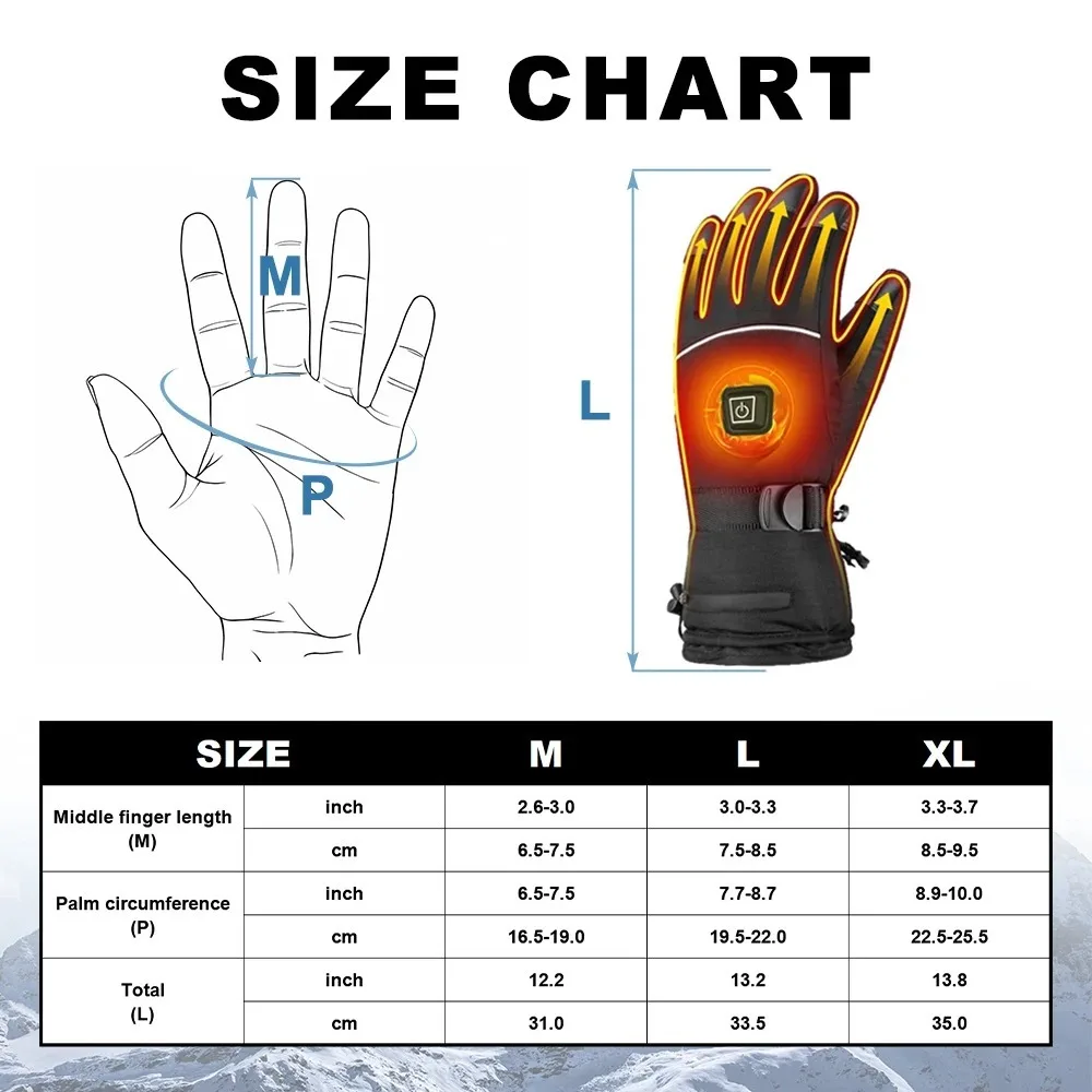 Waterproof Heated Gloves Windproof Hand Warmer Electric Thermal Gloves Touch Screen Full Finger Snowboard Ski Gloves 6