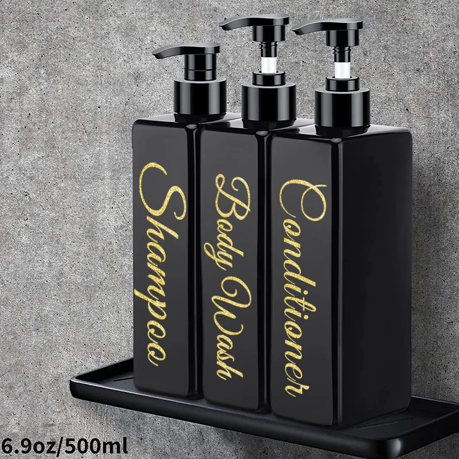 500ml Bathroom Soap Dispenser Refillable Square Shampoo Shower Gel Body Wash Bottle Lotion Dispenser Waterproof Label soap dispenser shampoo dispenser refillable bottle soap dispenser bottle