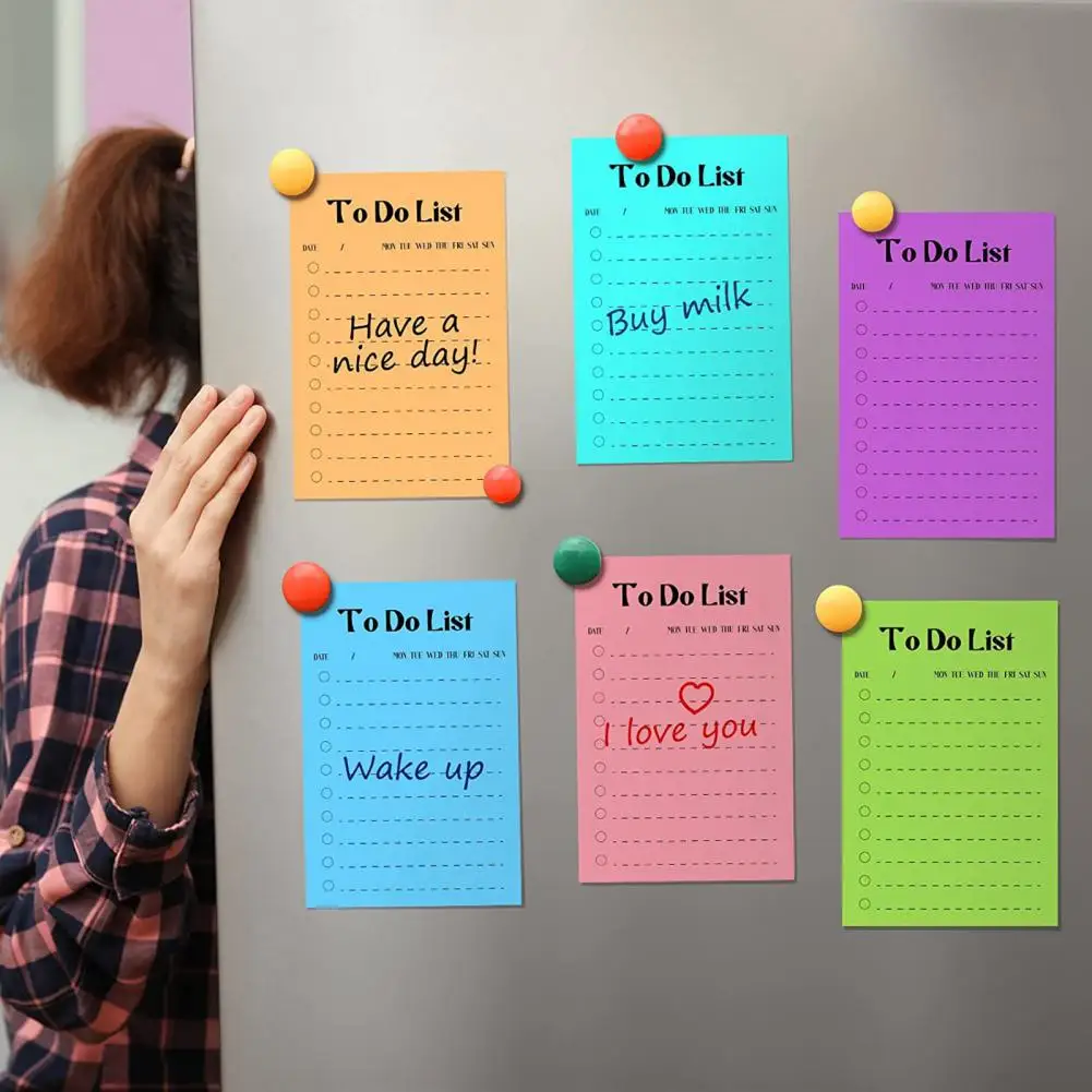 Bright Colored Sticky Notes Bright Colors Sticky Notepad Set 8pcs Fridge Time Schedule To-do List Shopping Grocery List Small