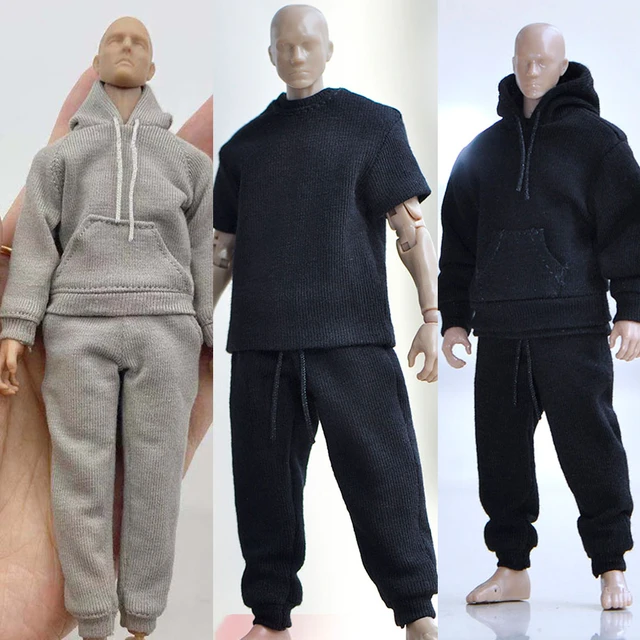 Male Hoodie T-shirt Coat Pants Clothes Fit 6 Action Figure Body Toys 1:12  Scale