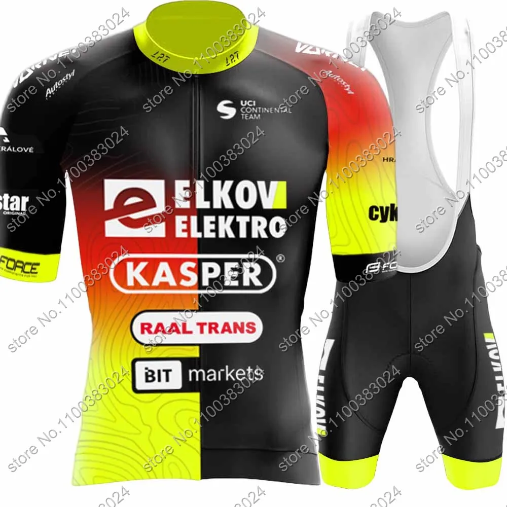 Team Elkov Kasper Cycling Jersey Men Short Sleeve Czech Clothing Road Bike Shirts Suit Bicycle Bib Shorts MTB Ropa Maillot