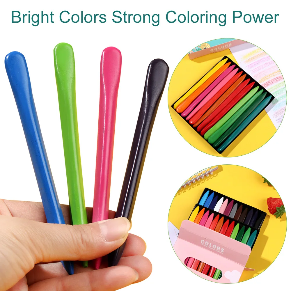 6/12/24/36 Colors Non Dirty Hand Washable Triangular Plastic Crayon Student Oil Painting Stick Early Childhood Education Tools