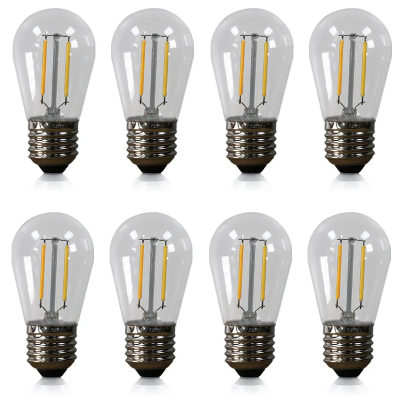 

LED S14 Replacement Light Bulbs for E26 Medium Base Outdoor LED String Lights Plastic Shatterproof Waterproof Patio Lights Bulb