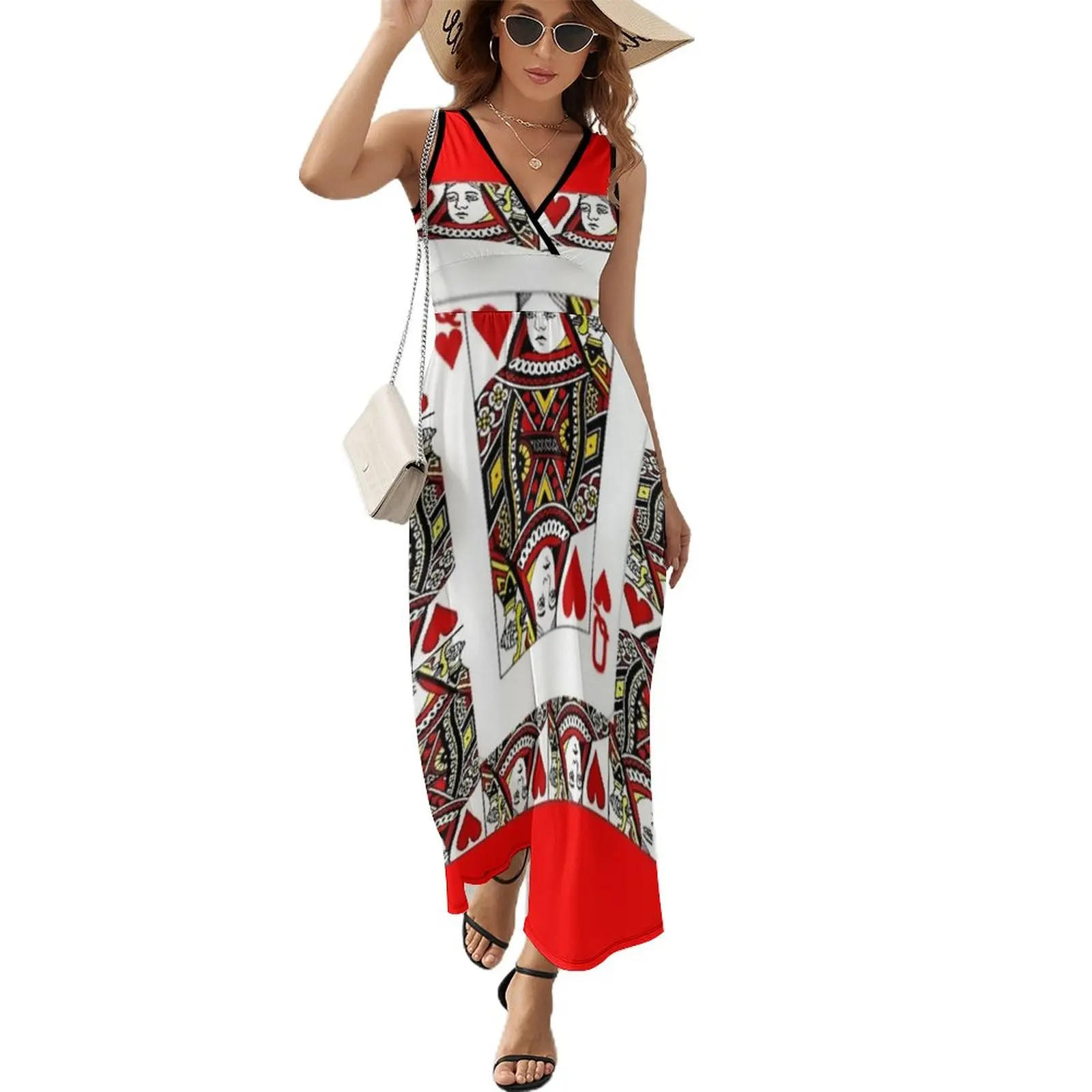 

MODERN ART RED QUEEN CASINO CARDS DESIGN Sleeveless Dress Women's dress Dresses for wedding party