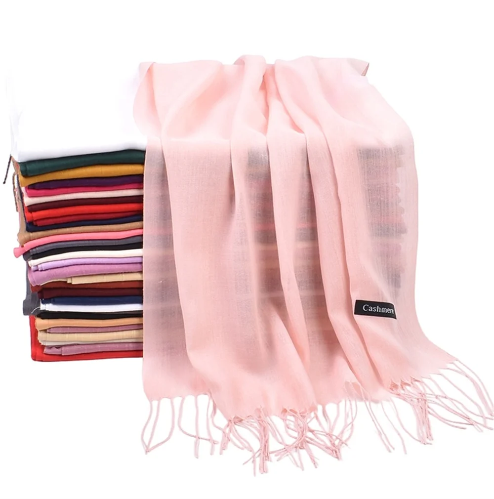 

180x70cm Summer Scarves For Women Shawls and Wraps Fashion Solid Female Hijab Stoles Pashmina Winter Cashmere Scarves Foulard