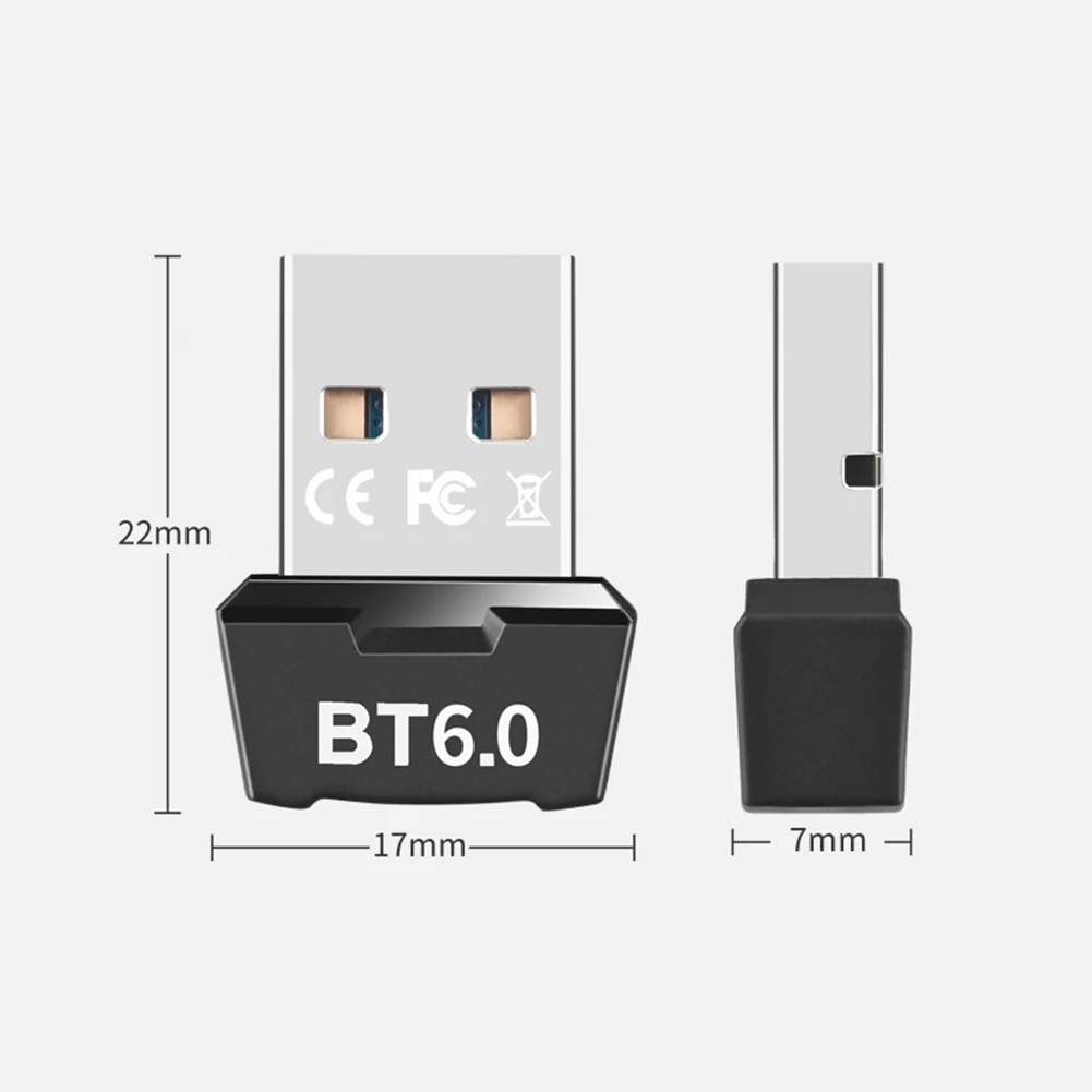 BT 6.0 어댑터 USB BT 6.0 동글 플러그 앤 플레이 무선 BT 송수신기 PC 스피커 무선 마우스 키보드용