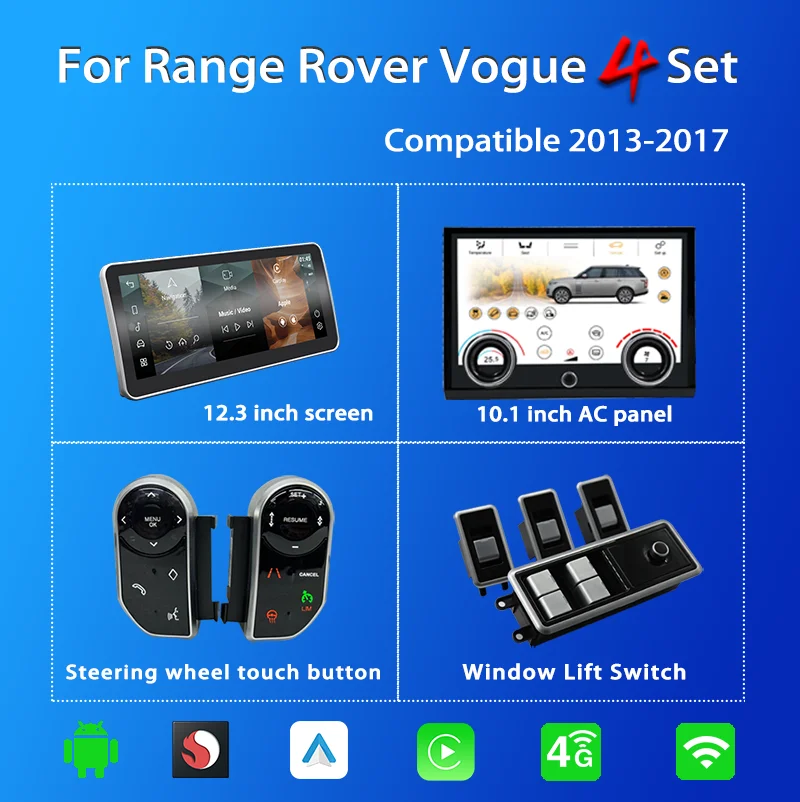 

12,3 "Qualcomm Android 12 для Range Rover Vogue L405 2013-2017Car Stereo Carplay мультимедийный плеер Радио экран AC