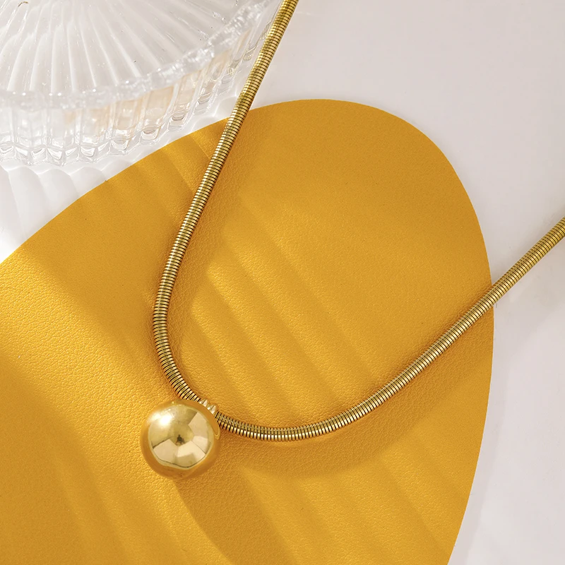 BCEFACL 316L Stainless Steel Gold Color Bead Ball Chokers Necklace For Women Girl Fashion Torques Neck Chain Jewelry Gift Colar