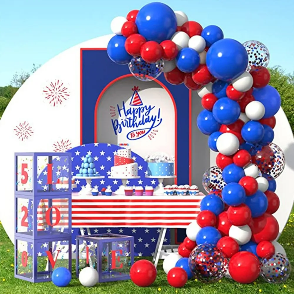 

120PCS Red White Blue Balloons Garland Set for Independence Day Party 4th of July Balloon Arch Decorations Balloons
