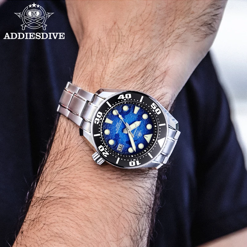 ADDIESDIVE Men Mechanical watch Sapphire Glass Super Luminous 20Bar Diving Watches Stainless Steel Wristwatch Relógio Mecanico