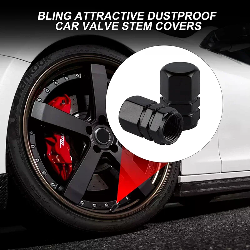 Premium Aluminum Tire Valve Caps - Decorative Dustproof Wheel Covers (Set of 4)