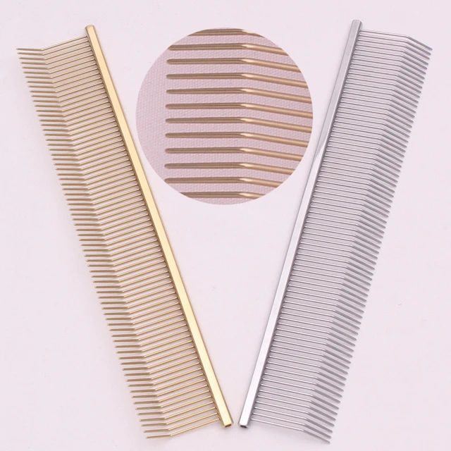 Copper Dog Grooming Combs Pet Boundary Knot Massage Tools Professional Salon Cat Hair Cleaning Crescent High Low Teeth 7816#