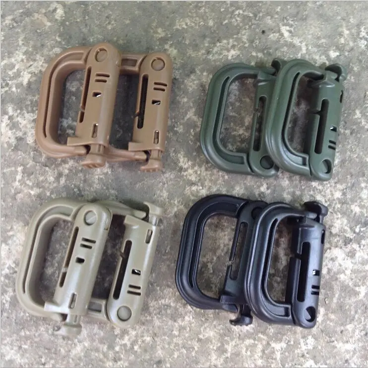 5PCS Grimloc Molle Carabiner D 잠금 링 플라스틱 클립 스냅 유형 링 버클 Carabiner 키 체인 ITW 패스너 가방 버클