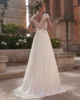 2025 A-Line Lace Wedding Dress Brides Boho Women Cap Sleeve V-Neck Open Back Luxury Lace Elegant Bridal Gown Customized 2