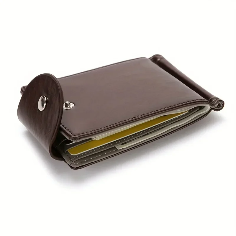Men's Money Clip Luxury Simple Slim PU Leather Wallet Zipper Coin Purse Money Clip Credit Card Holder