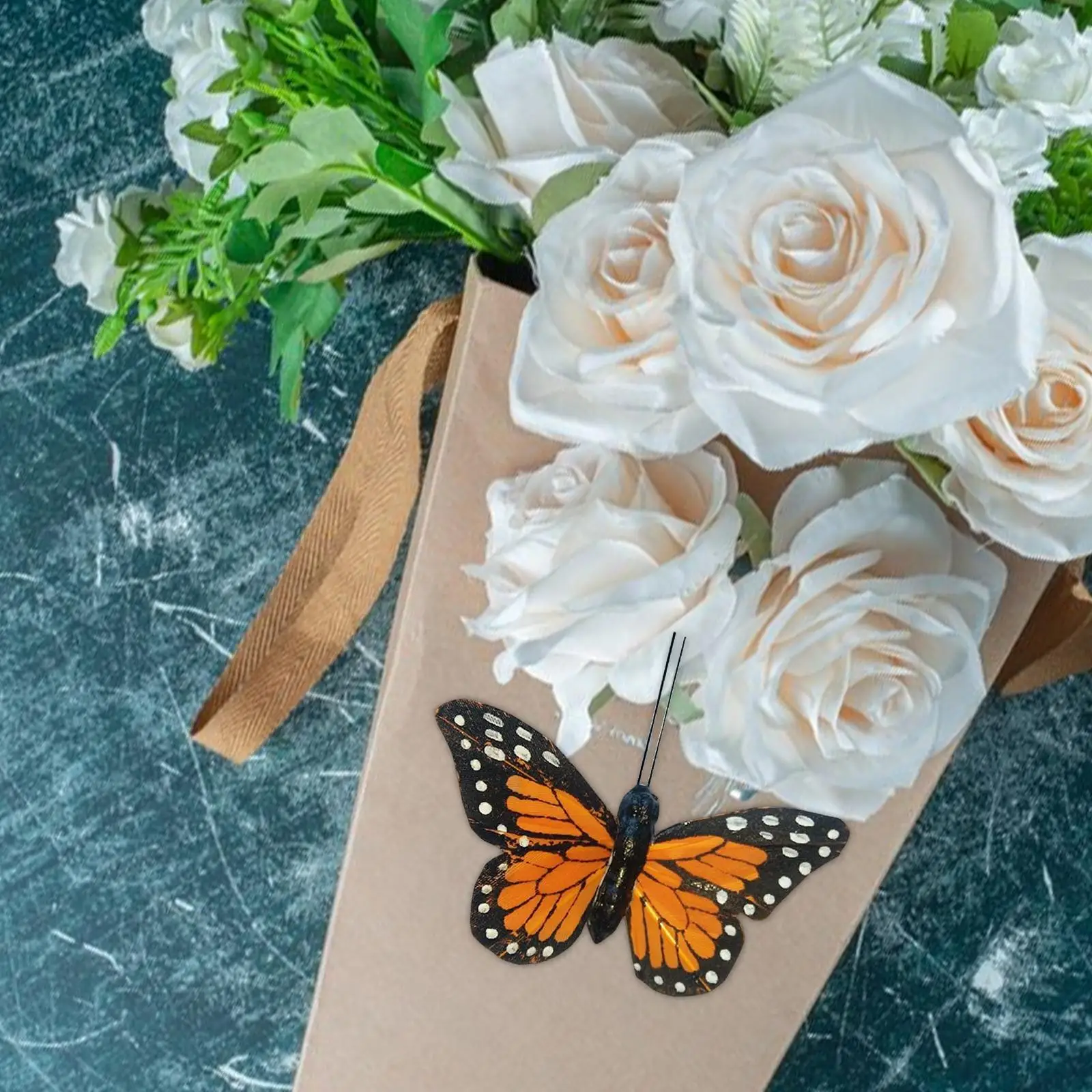 Simulated Monarch Butterfly Decoration Artificial Crafts 3D Feather Butterflies wall art decor 10x for Party Wedding Living Room Home Bedroom