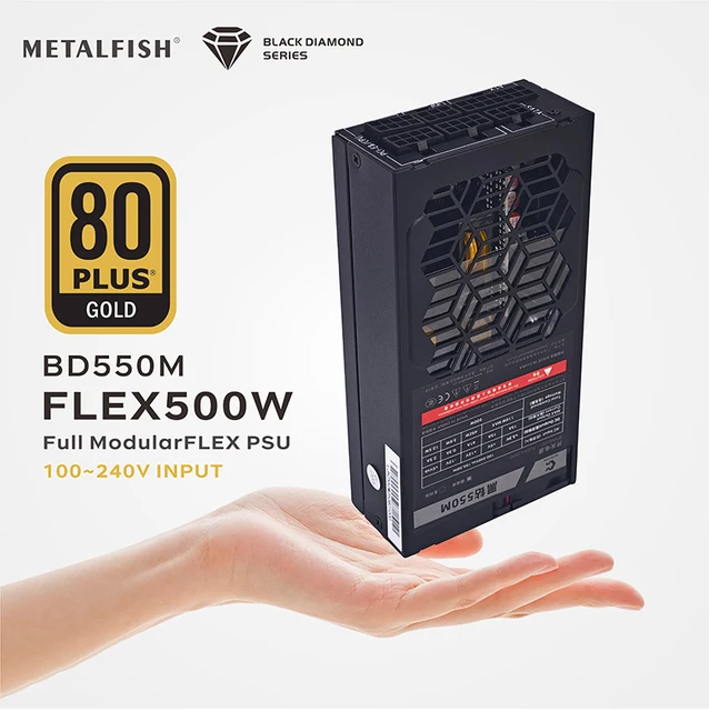 METALFISH Flex 500/600W 80PLUS GOLD Full Modular Power Supply Flex-ATX 1U PSU สําหรับ ITX Mini PC POS NAS GPU Dock 90 ~ 264V 1