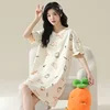 Summer Ladies Pure Cotton Print Sleepwear Short Sleeve Home Clothes 100% Cotton Nightgown New Hot Sale Of The Season Style Comfo
