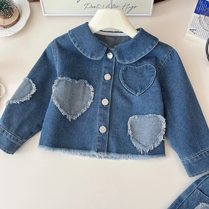 Girls Denim Skirt Suit Autumn Coat Outfit