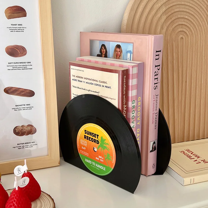 Book Organizer ABS Vinyl Record CD Bookends Holder Stand Desktop Decoration 2PCS/SET for MINKYS