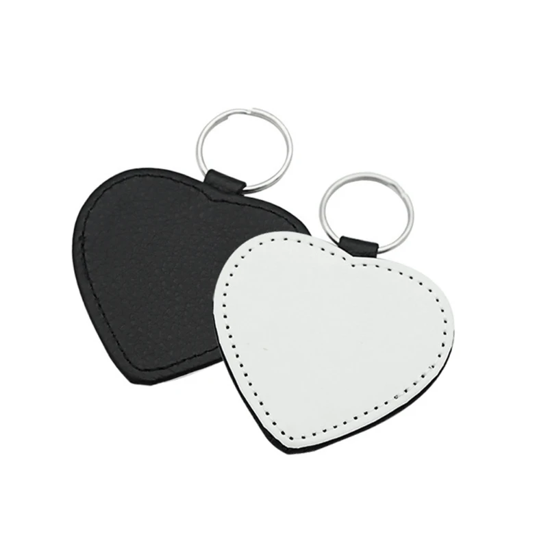 

Delicate Leather Keychain 10x Blank Sublimation Heat Transfer Keychains for Jewelry Making Heart Round Square for Key Ri