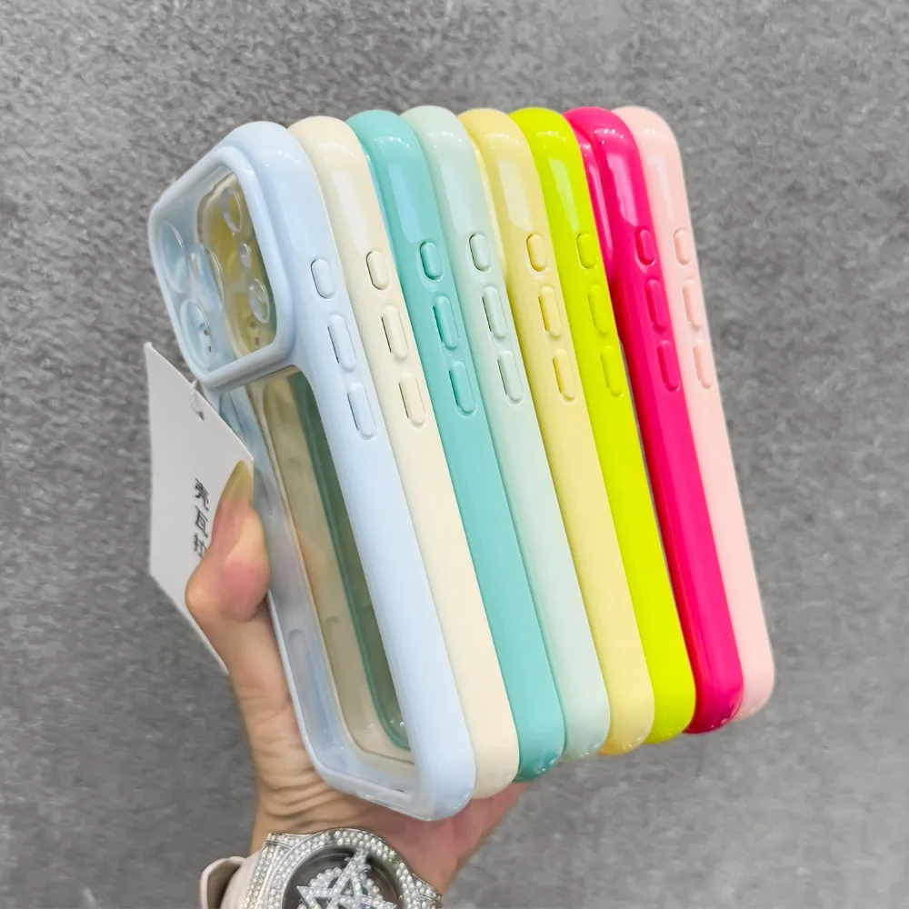 Transparent Candy Color Frame DIY Phone Case with Acrylic Back Cover