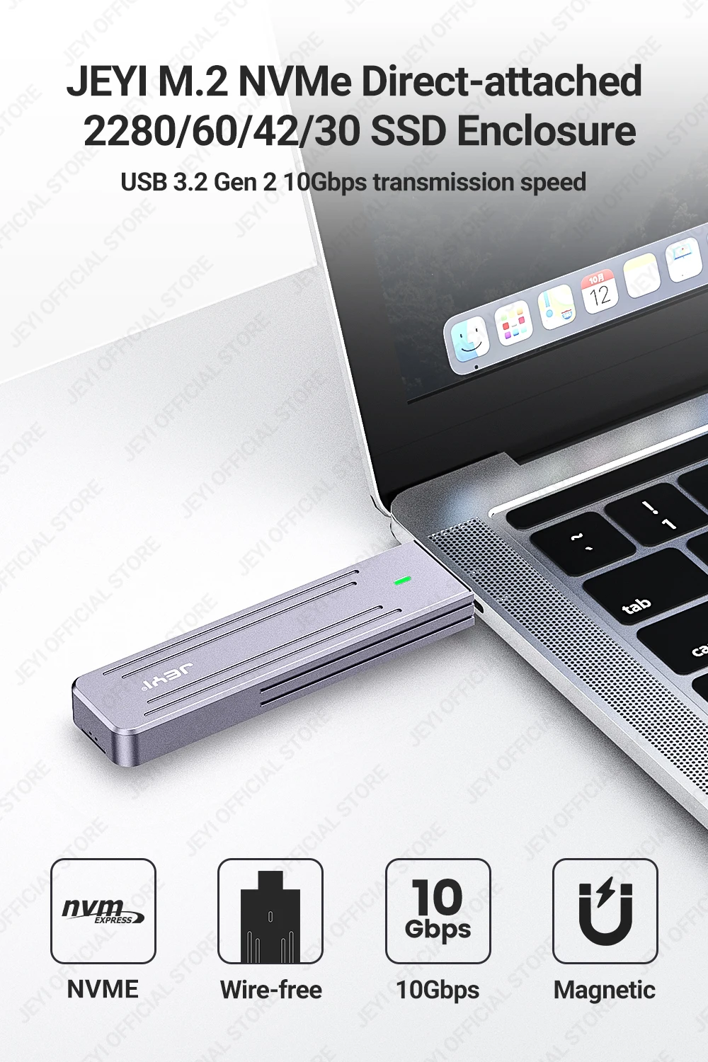 ímã estojo protetor, Direct-Anexar, M.2 NVMe, USB-A
