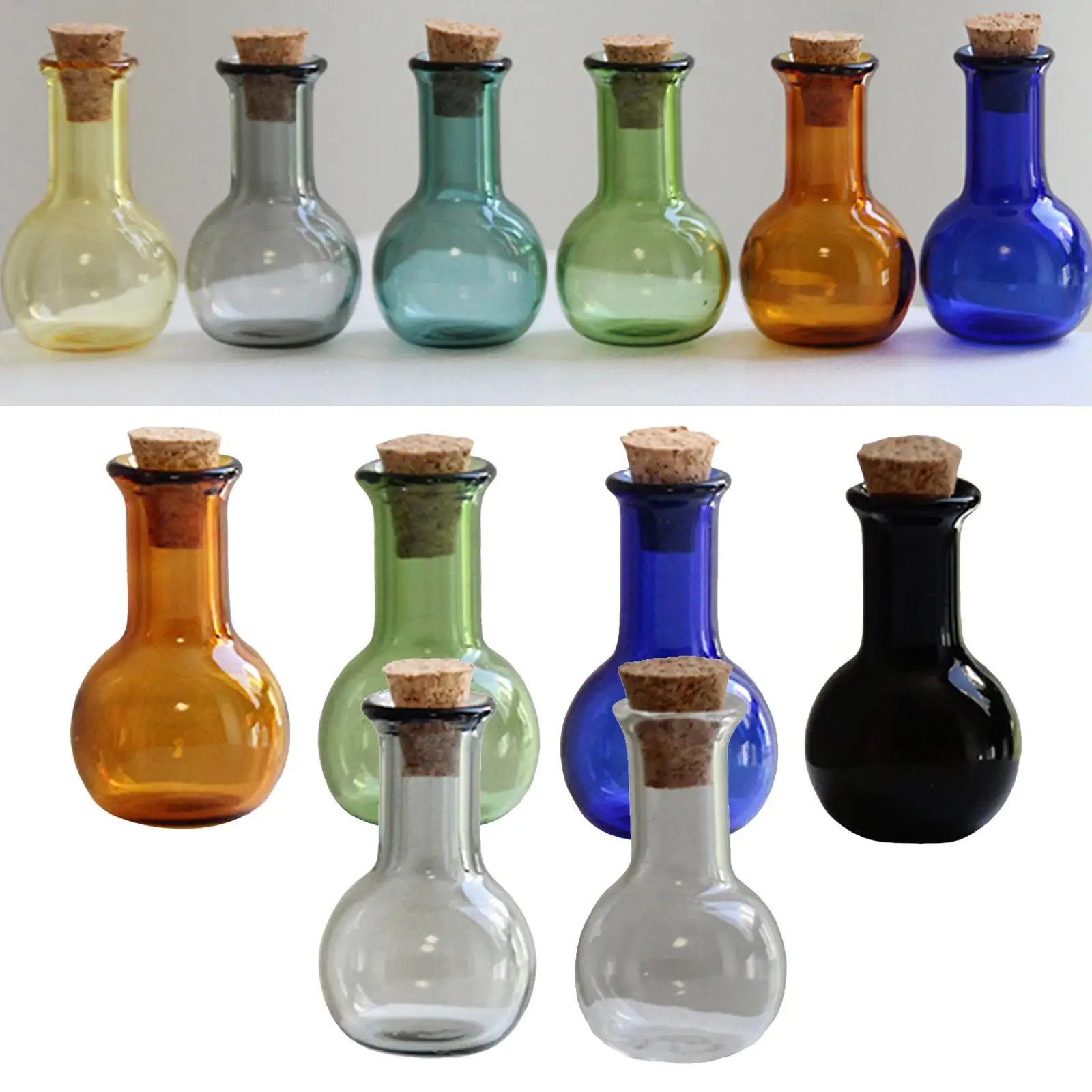 Mini Glass Bottles 6Pcs with Cork Drifting Bottle Wishing Bottle Cute Empty glass bottles mini glass bottles