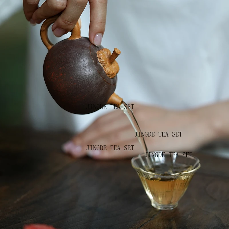 120cc Yixing purple clay teapot original ore section mud handmade bamboo shaped literati tea pot Kung Fu tea set