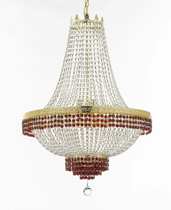 

Gallery Moroccan Style French Empire Crystal Chandelier Chandeliers Lighting Trimmed with Ruby Red Crystal! Good for Dining