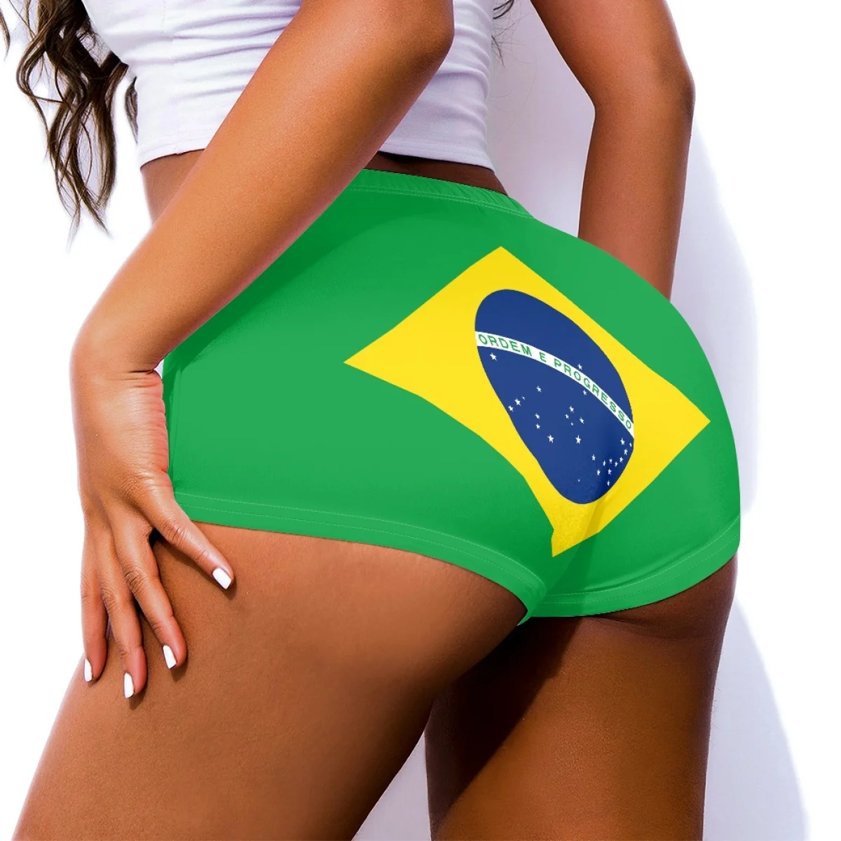 

Doginthehole Fashion Jamacia Flag Design Breathable Plus Size Pants for Women Elastic Waist Trousers Teen Girls Tight Shorts