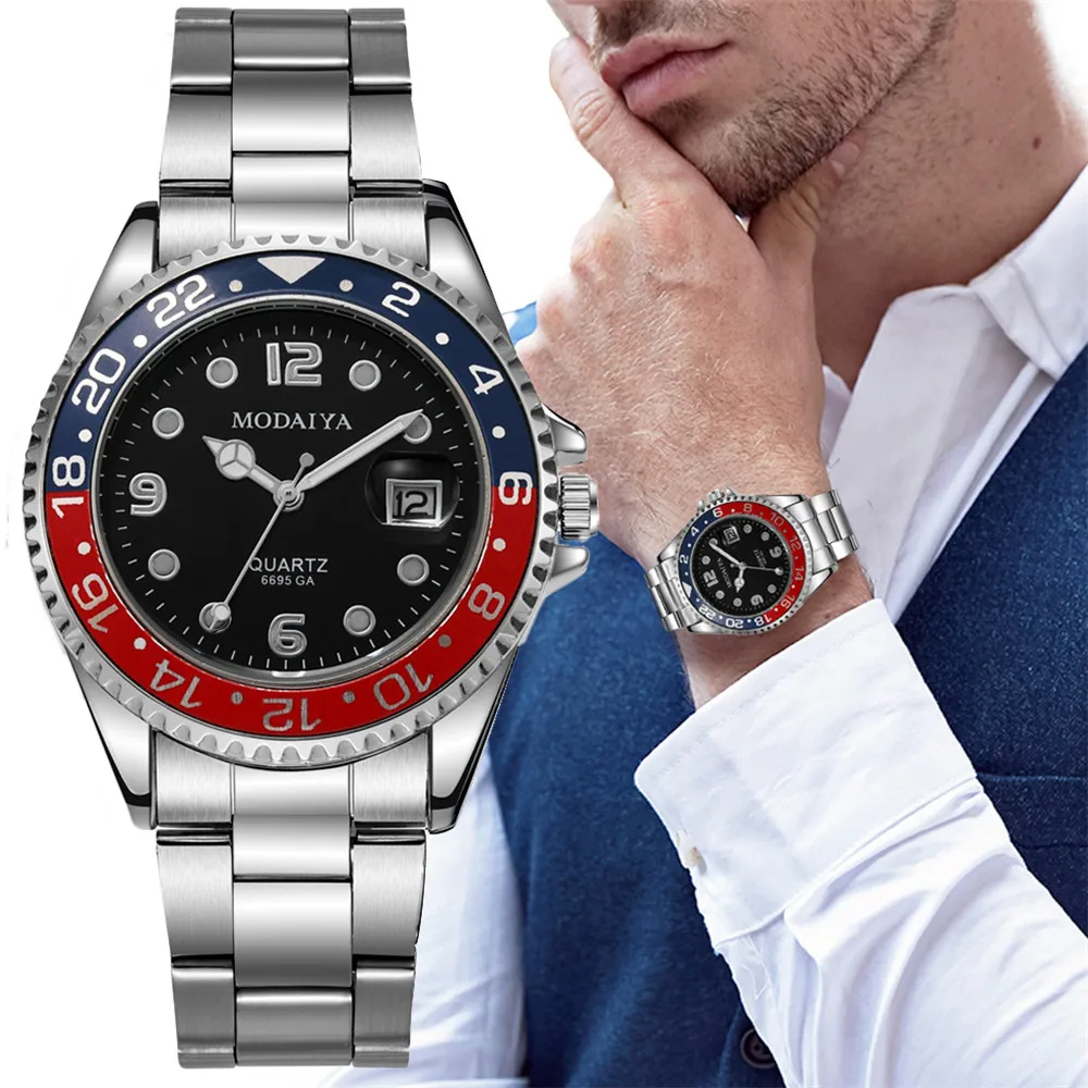 2 Orologi Uomo JewelryWe Quadrati Al Quarzo - Cinturino Pelle, Lancette Luminose E Data (2 Pezzi)