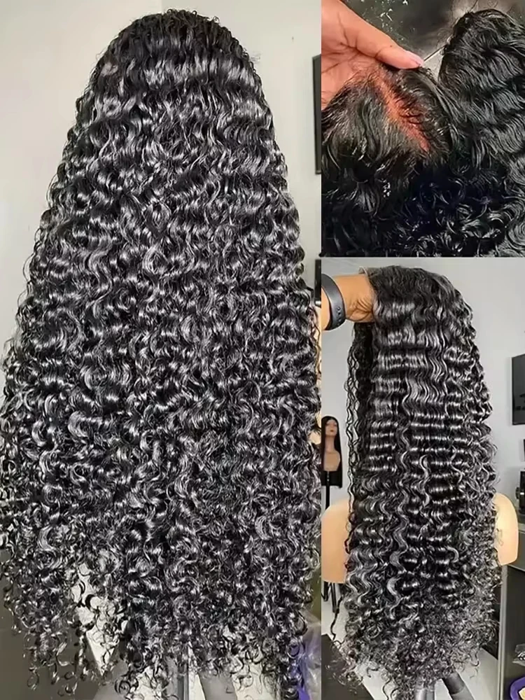Curly 4x4 Glueless Lace Front Wig 100% Human Hair 13x6 HD Deep Wave Lace Frontal Wigs 13x4 Water 30 Inch Closure Kinky Wear Go