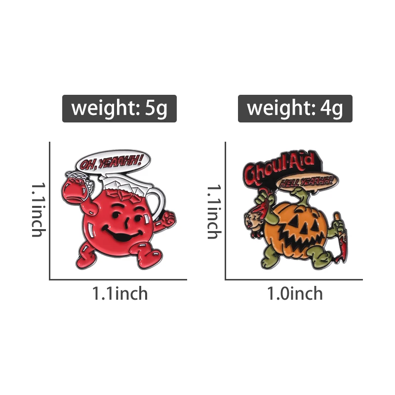 Ghoul Aid Halloween Kürbis Emaille Pin Kreative Flasche Tasse Horror Killer Broschen Revers Rucksack Abzeichen Schmuck Geschenke Für Freunde – Detail 1