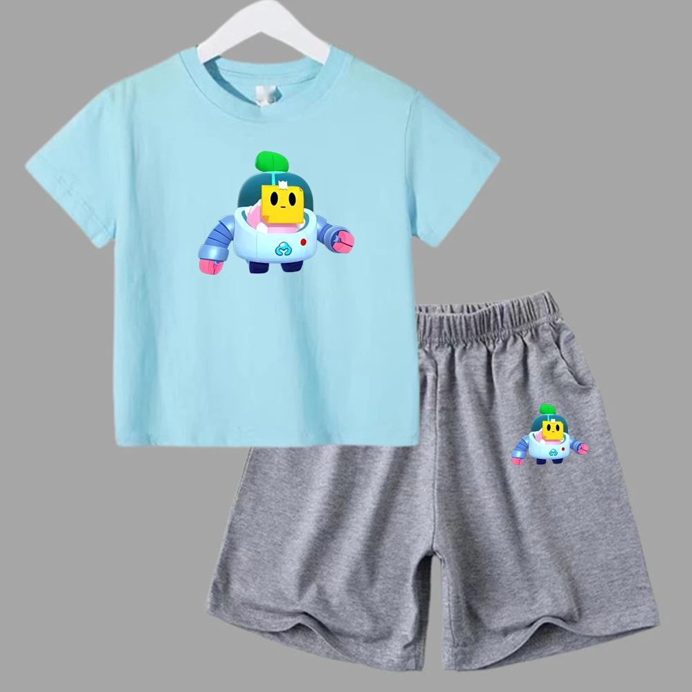 thumbnail image 1 of Conjuntos deportivos de verano para niños, camisetas de manga corta y pantalones de lucha de anime, conjuntos para niños y niñas de 3 a 13 años, 1 of 5