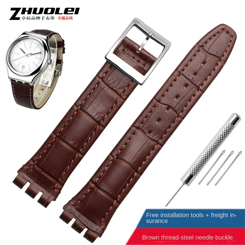 Genuine Leather Watch Strap with Steel Buckle in Multiple Colors