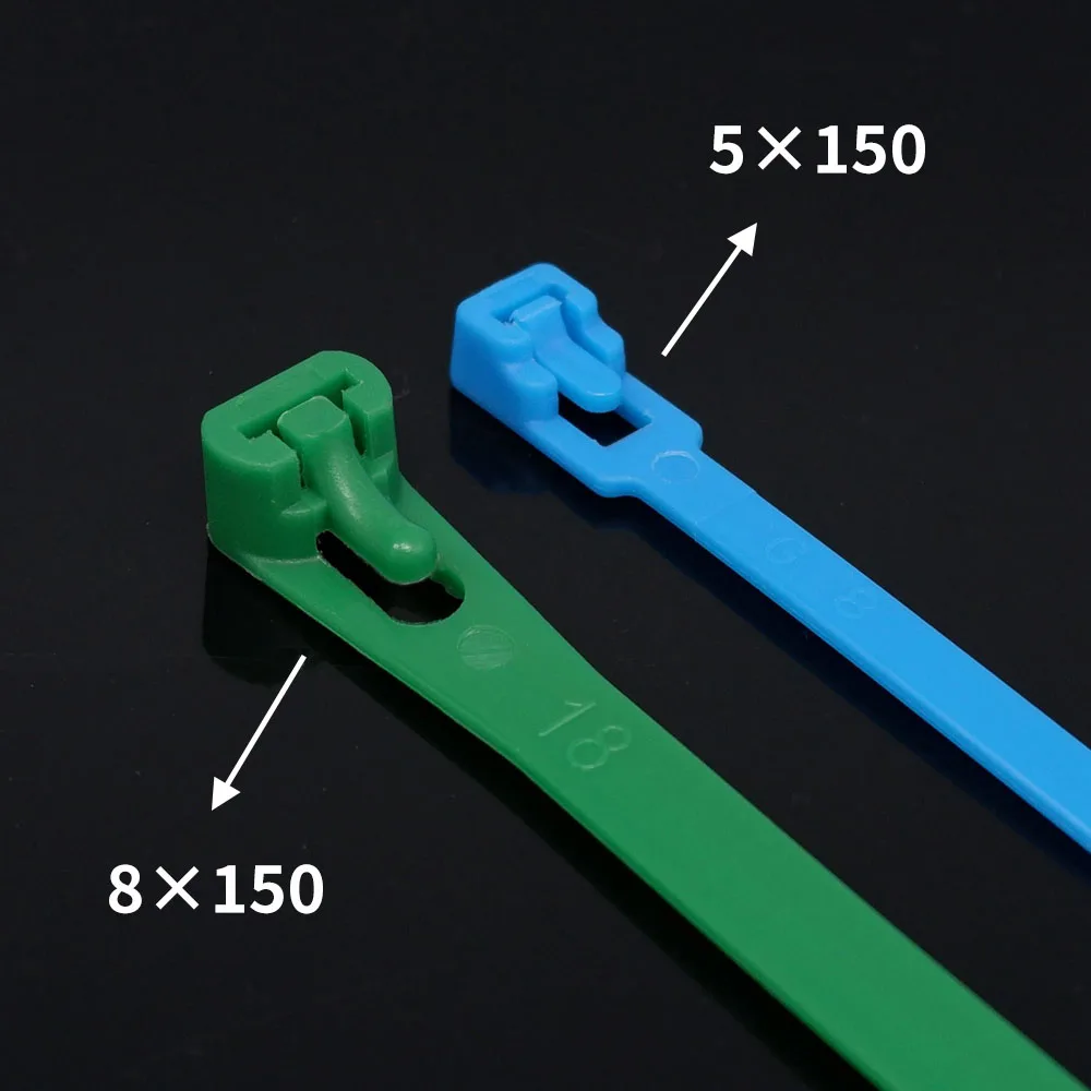 25 pcs Plastic Reusable Cable Zip Ties 8*200/250/300/450 Releasable Nylon May Loose Slipknot 8/10 Inch Recycle Detachable Bundle