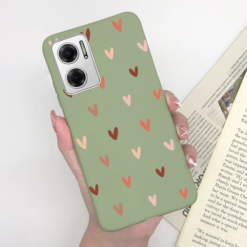 Heart Girl Silicone Matte Shockproof Phone Cover for Xiaomi Redmi Note 11 Series