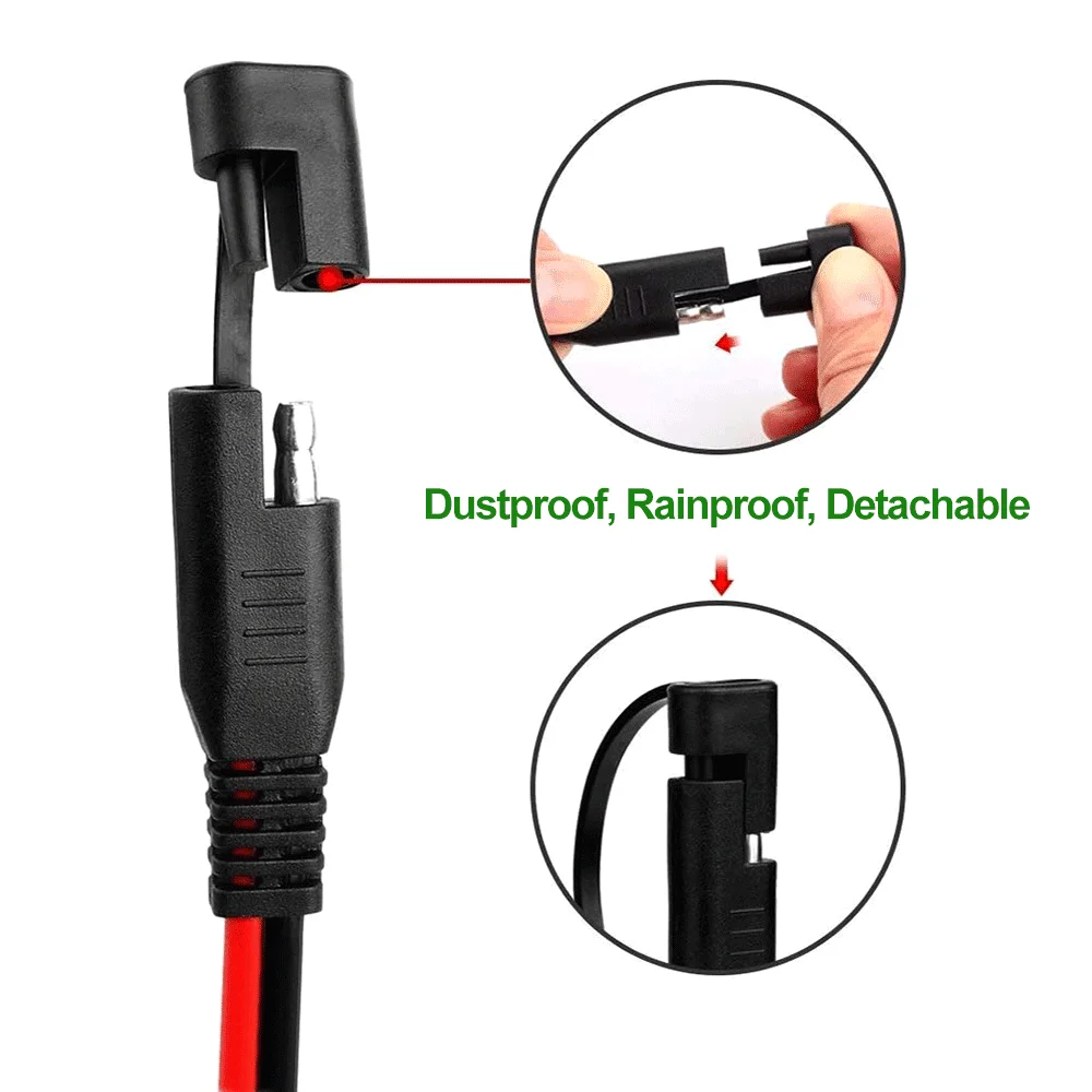 100CM 14AWG Alligator Crocodile Clip to Sae Connector  Car Solar Power Charging Extension Cable Motorcycle Battery Charge Line