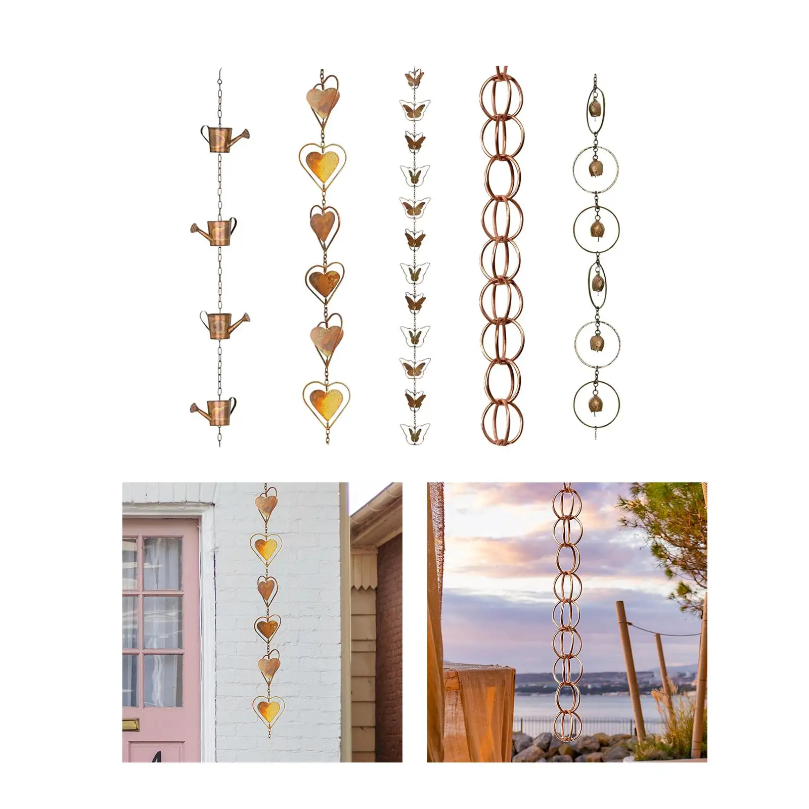 Rain Gutter Chain Rain Collection Gutter Drain for Yard Gazebos Outdoor