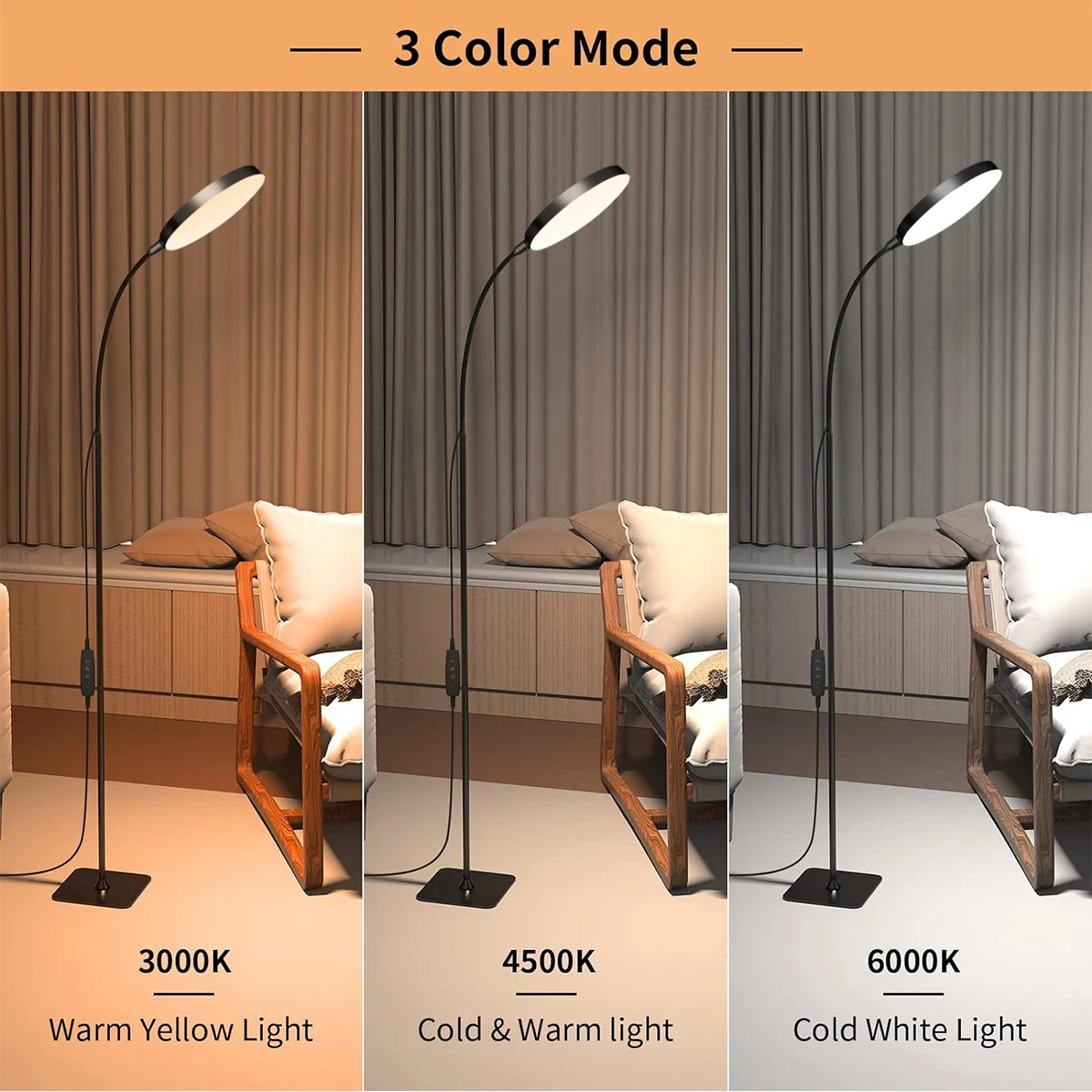 LED Floor Lamp Changeable Reading Lamp with Flexible Gooseneck Dimmable Table or Floor Standing Task Light for Indoor Room 2