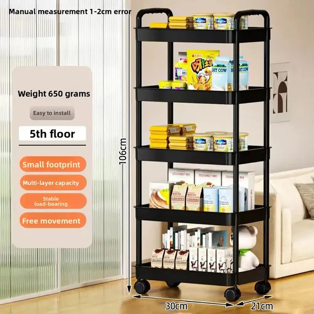 5-Tier Floor Standing Trolley Cart 6