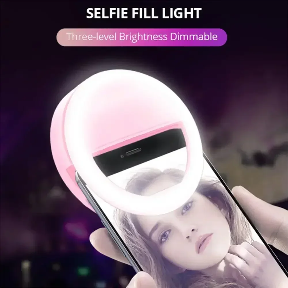 Portable Clip-On LED Selfie Ring Light with USB Charging